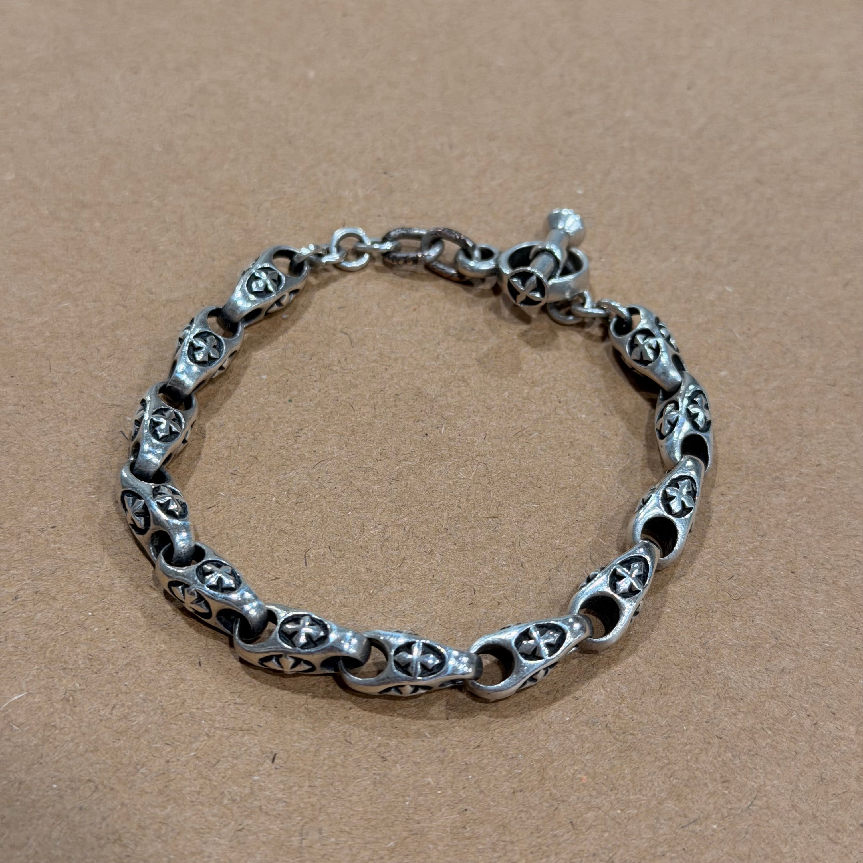 Sterling Chunky Cross Link Bracelet