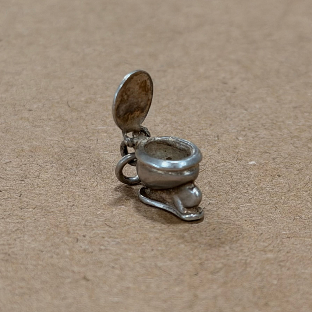 Sterling Articulated Toilet Charm Pendant