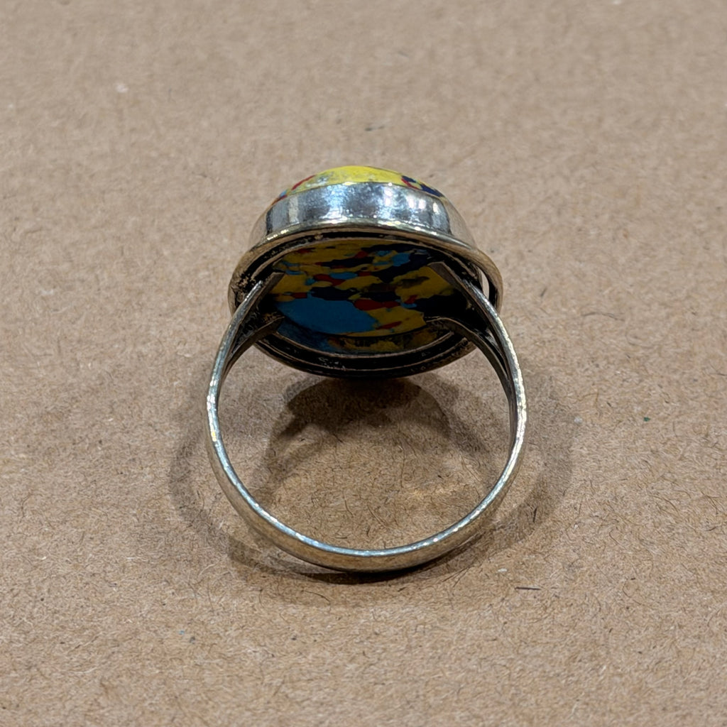 Sterling Polymer Clay Color Splatter Ring Sz 8