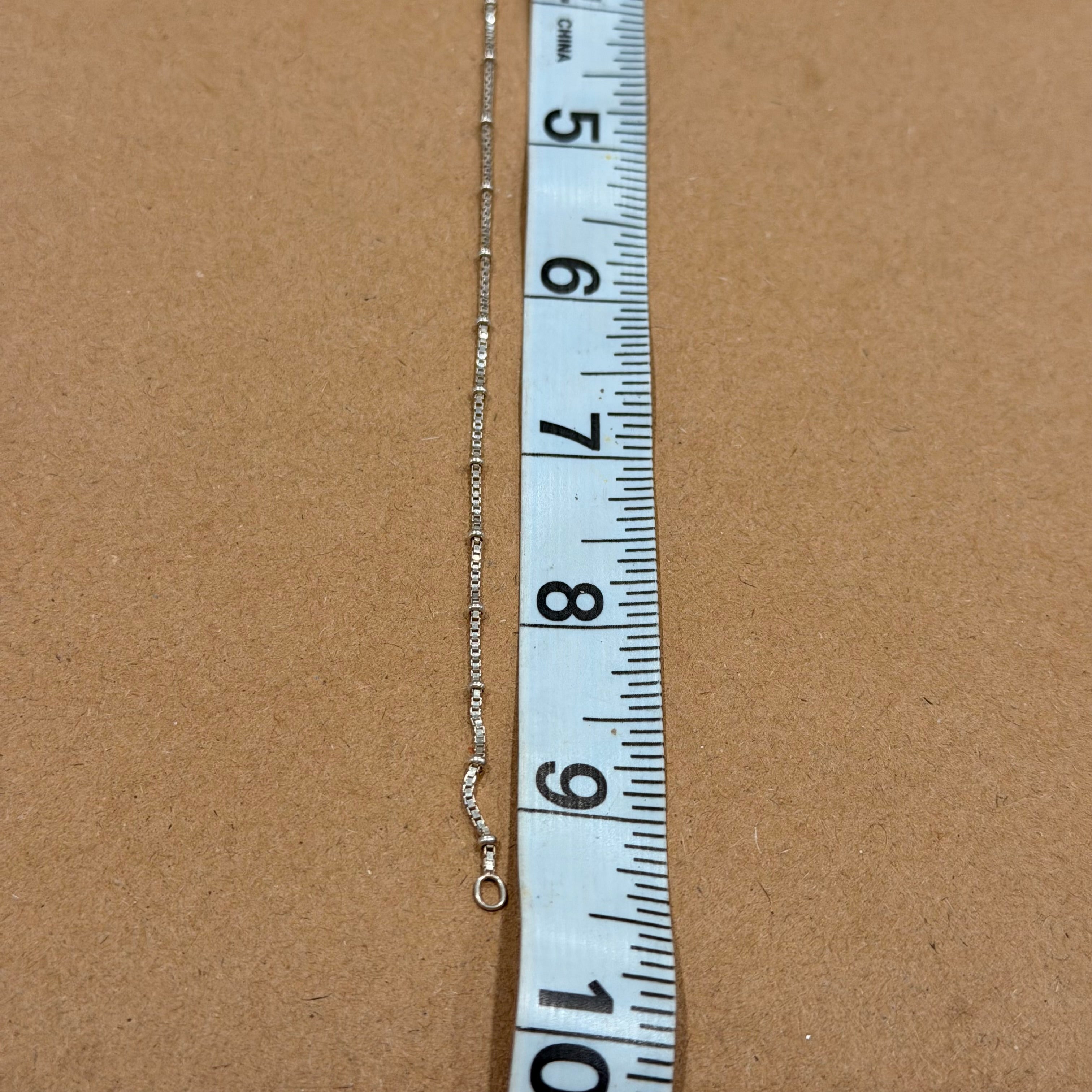 Sterling Thin Box Link W/ Balls Bracelet 9.5 in