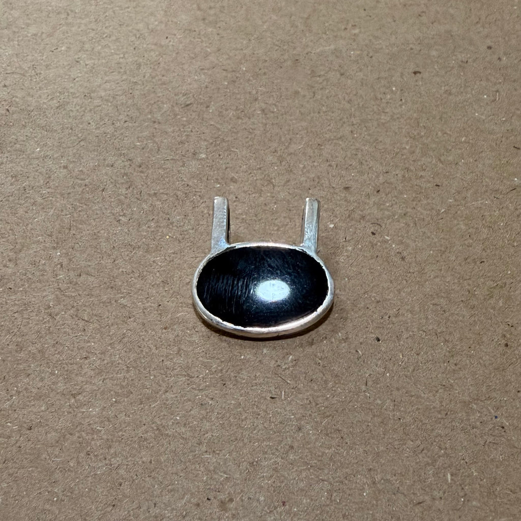 Sterling Onyx Inlay Double Loop Pendant