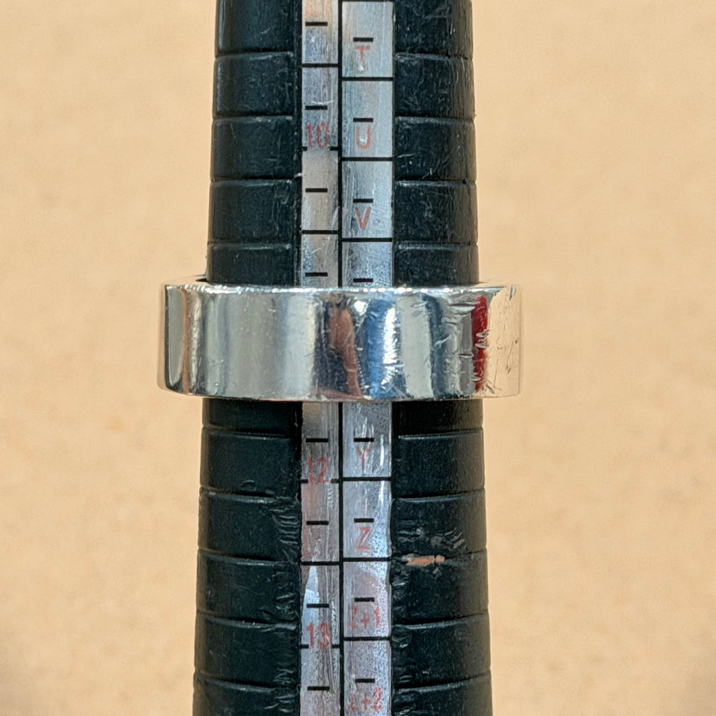 Sterling Thick Band Onyx Tension Set Ring Sz 11