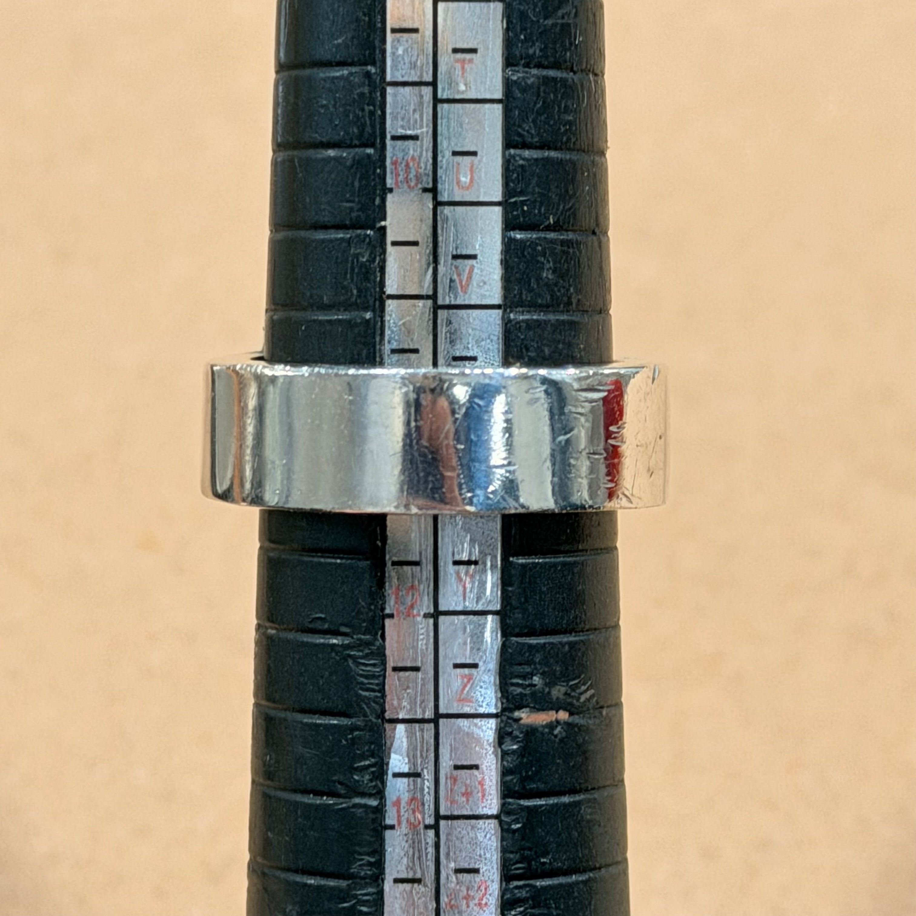 Sterling Thick Band Onyx Tension Set Ring Sz 11