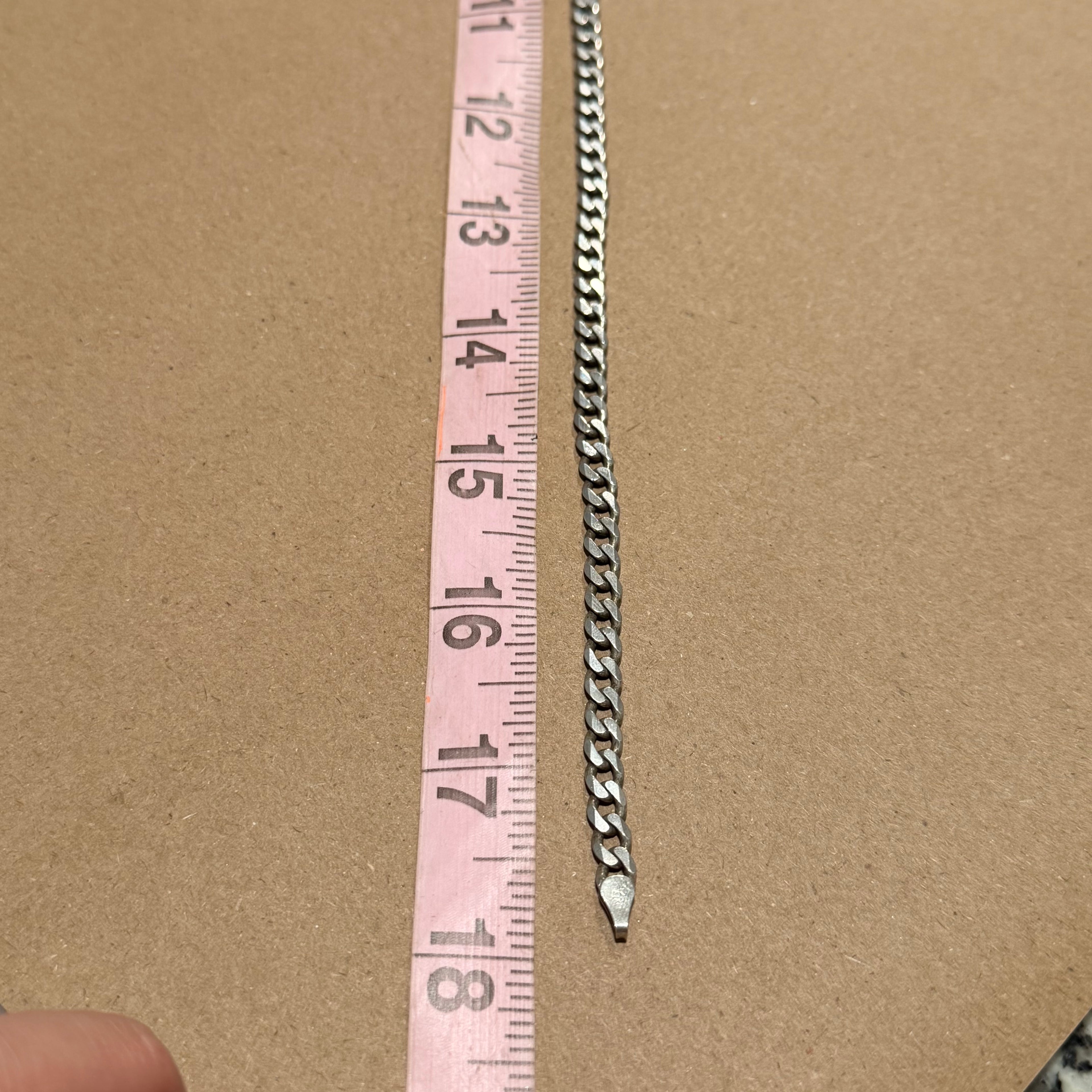 Sterling Cuban Curb Link Necklace 17.5 in