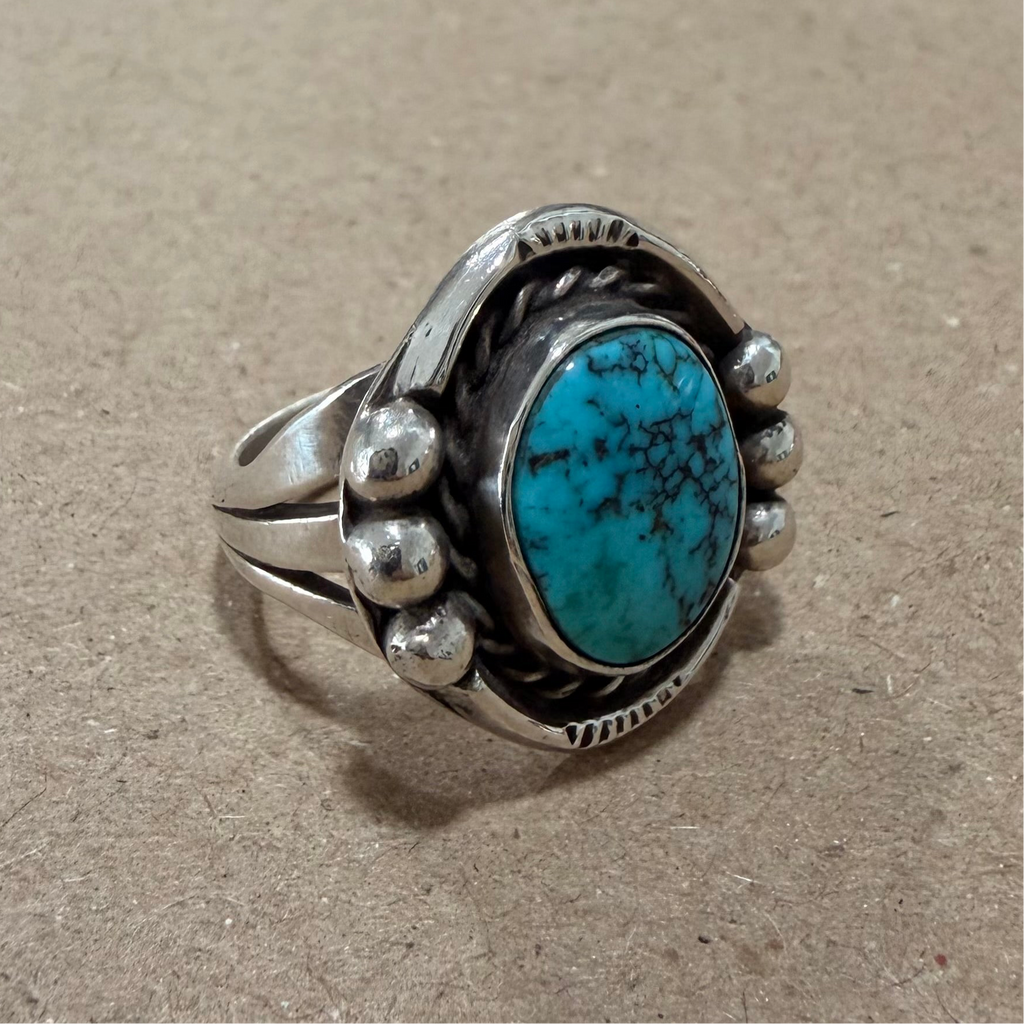 Turquoise & Sterling Southwest Ring Sz 6