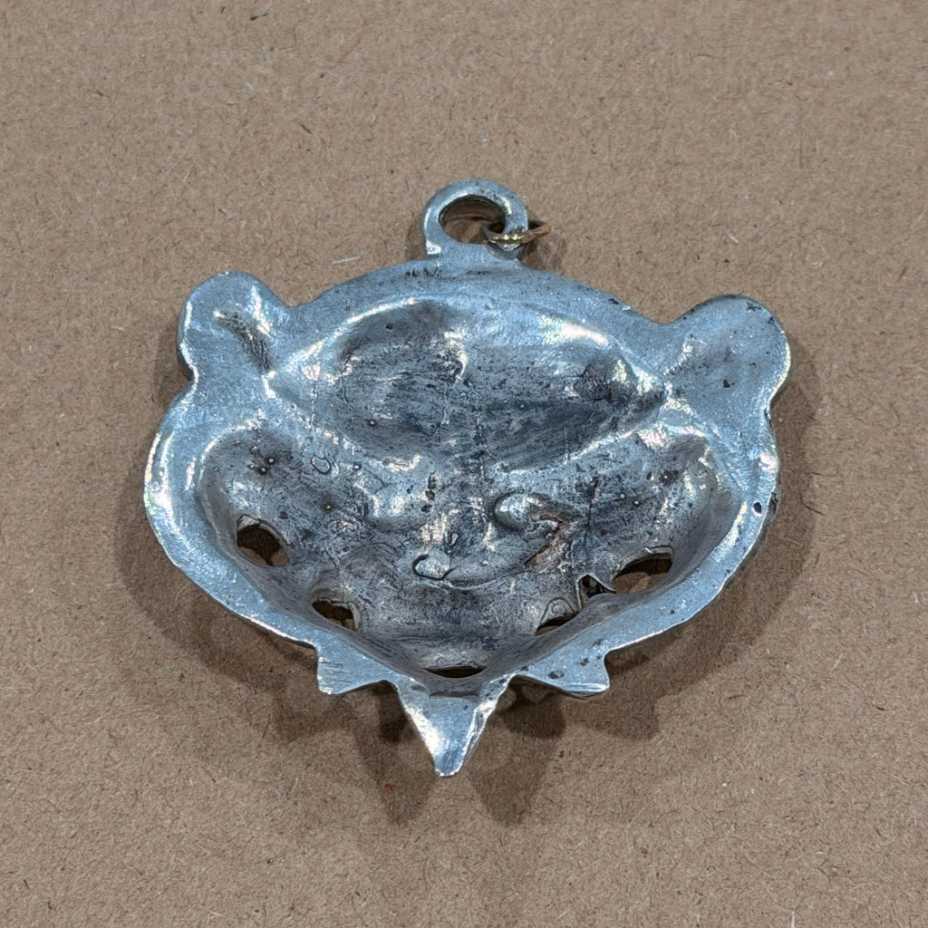 Massive Solid Sterling Tibetan Tiger Head Pendant 2 in.