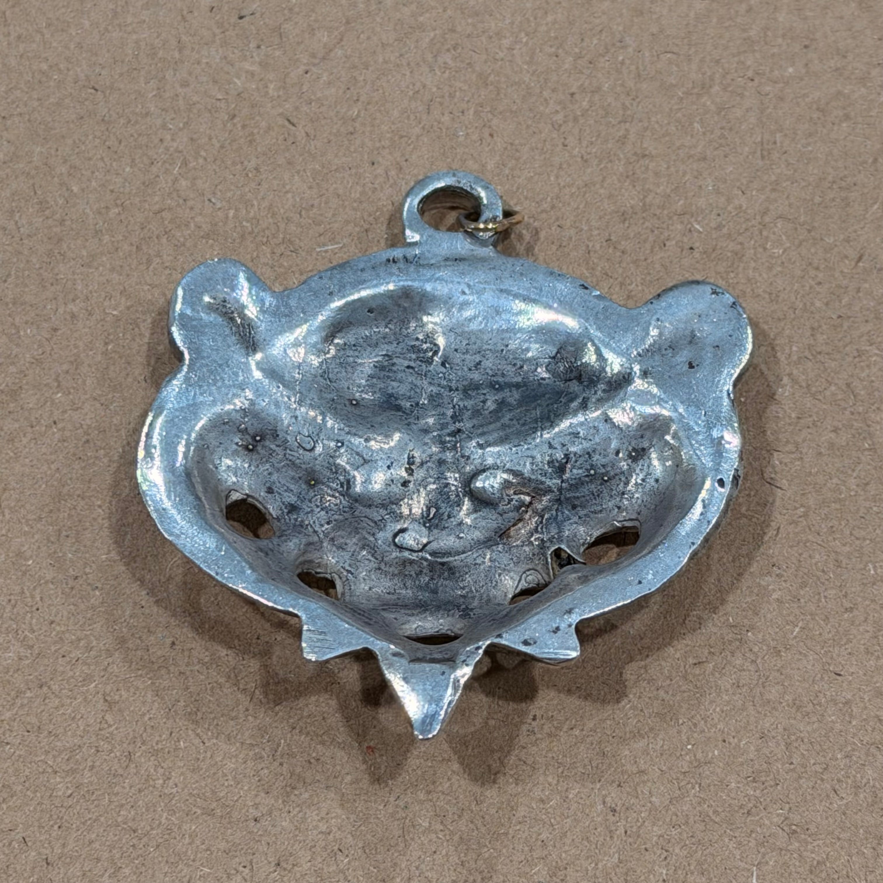 Massive Solid Sterling Tibetan Tiger Head Pendant 2 in.