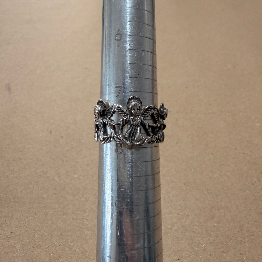 Sterling Angel Crown Ring Sz 7.5