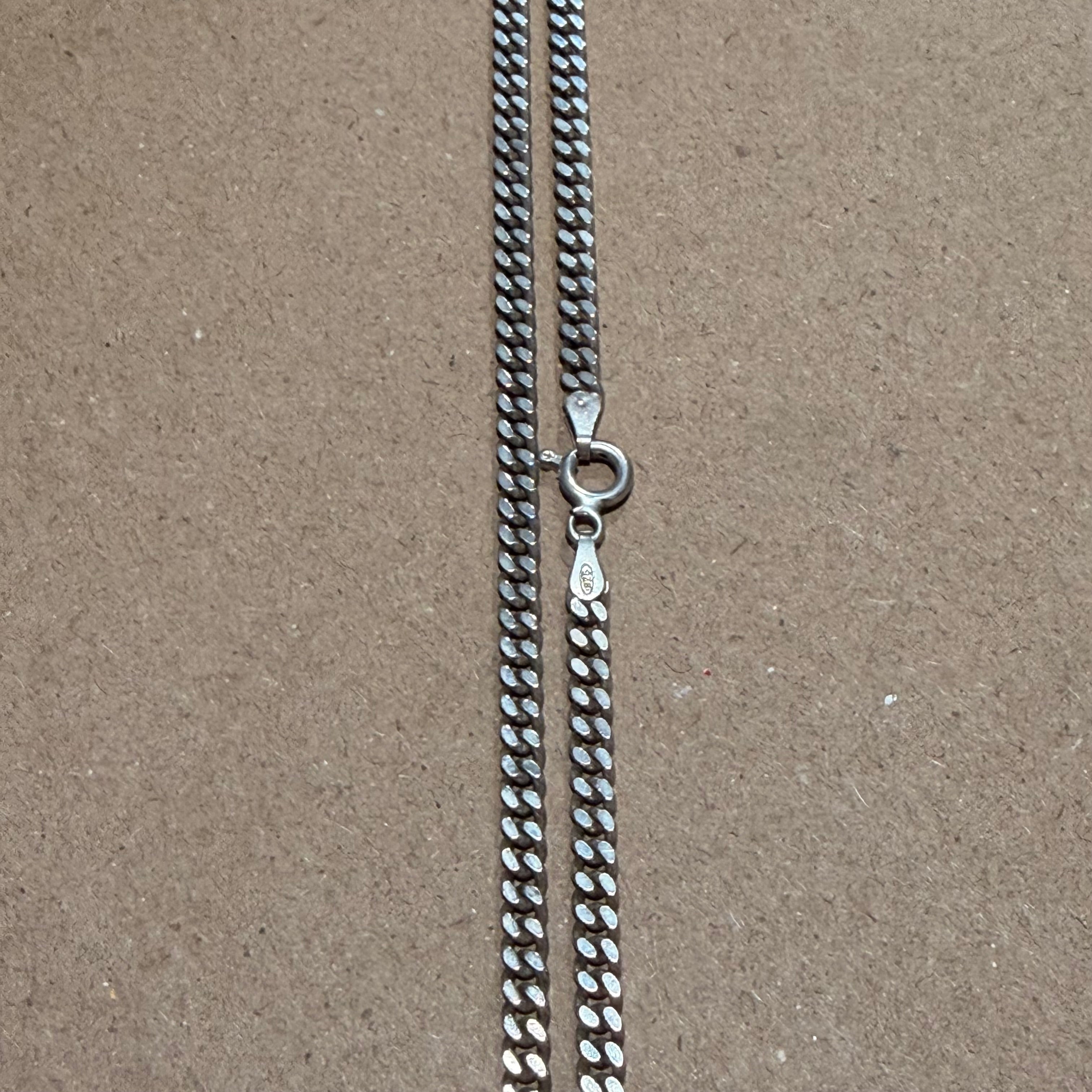 Sterling Cuban Curb Link Necklace 18 in